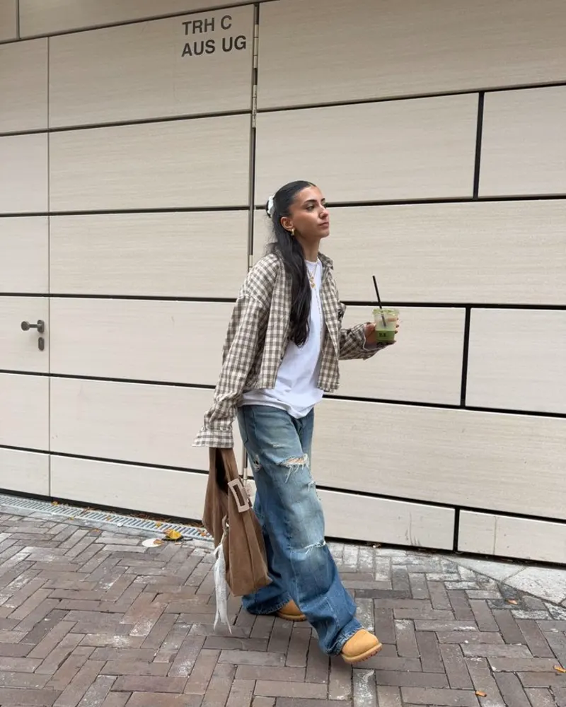 Oversized Flannel With Cargo Jeans
