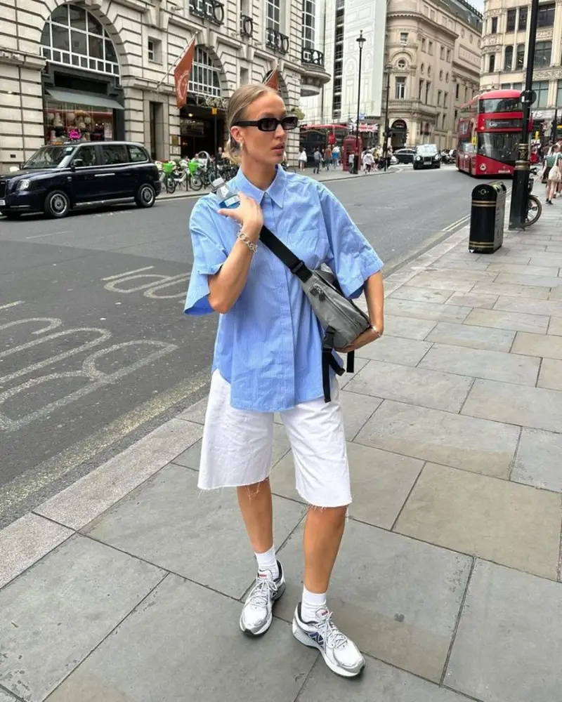 Oversized Shirt & Denim Shorts