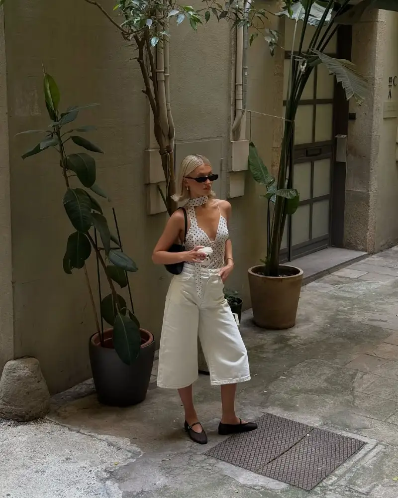 Polka Dot Halter & Wide Culottes