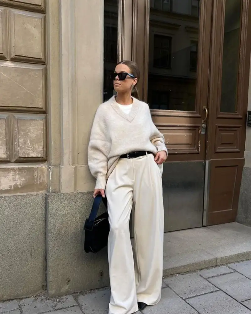  Tonal Oatmeal Sweater & Cream Trousers