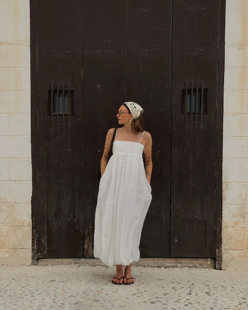 White Linen Maxi Dress