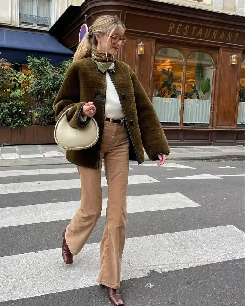 Winter White With Brown and Green Details