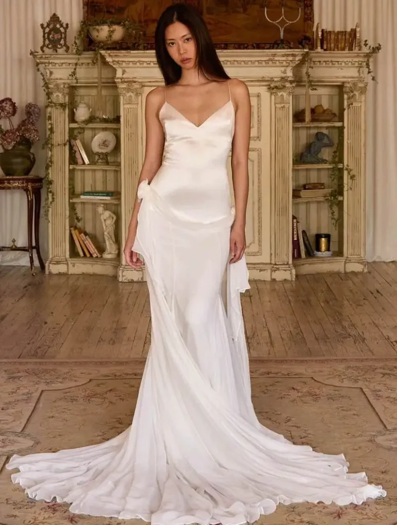 90s-Inspired Silk Slip Wedding Dress