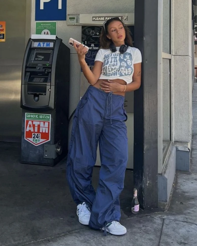 Baby Tee With Parachute Pants