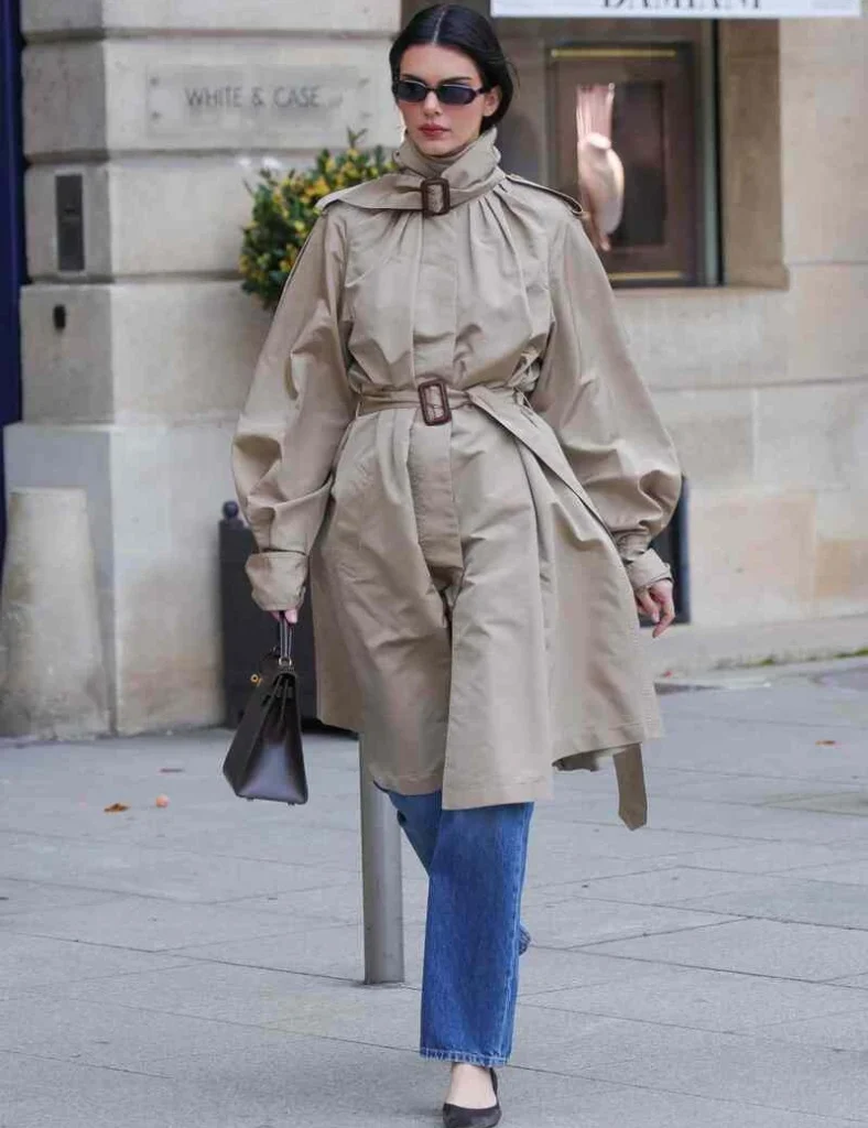 Belted Trench Coat With Jeans and Ballet Flats