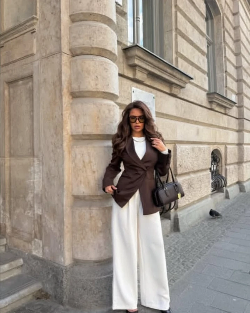 Blazer With Wide-Leg Trousers