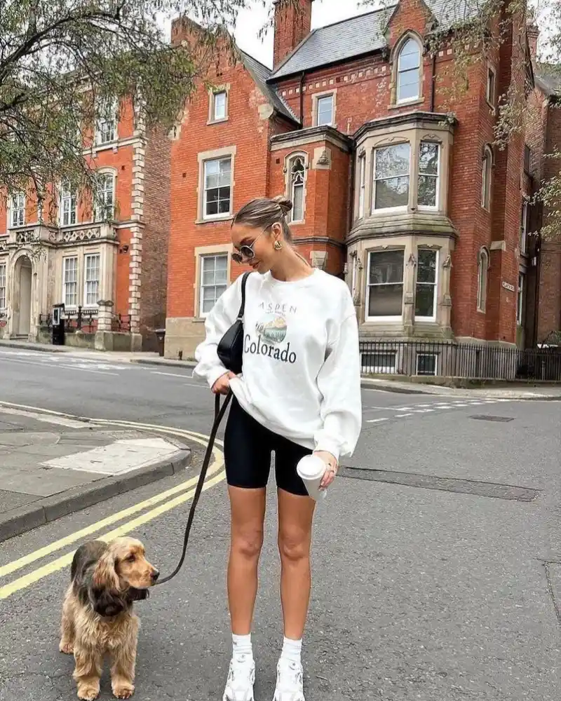 College Sweatshirt With Biker Shorts