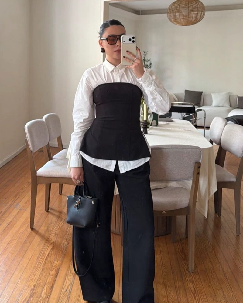 Corset Top Over a White Shirt