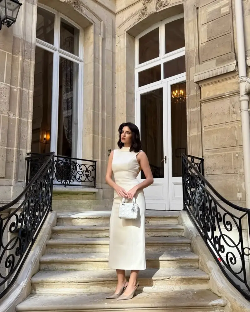 Cream Tailored Midi Dress
