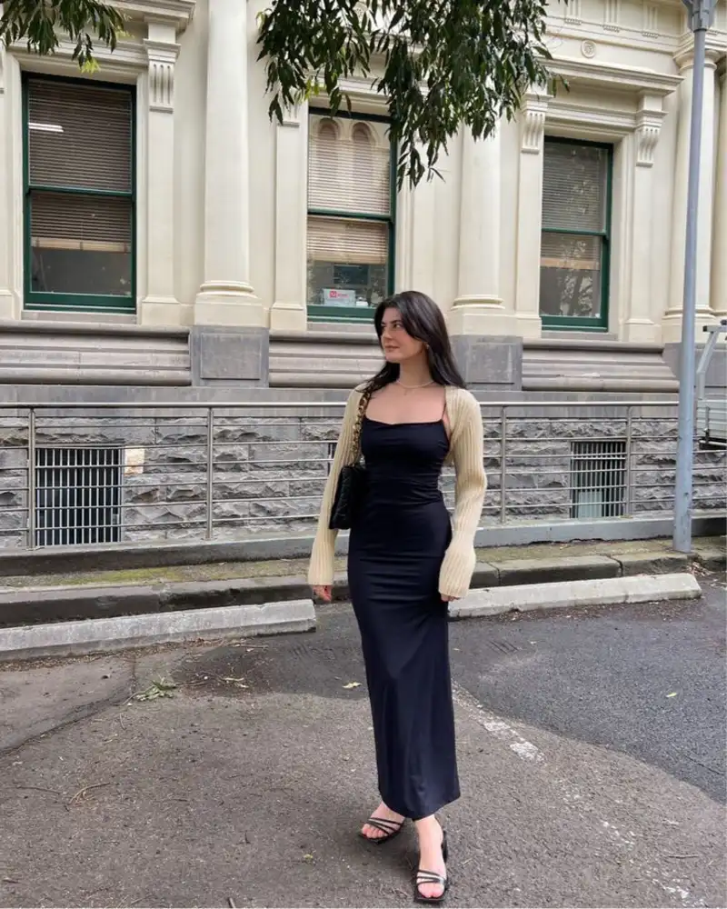 Cropped Cardigan With a Slip Dress