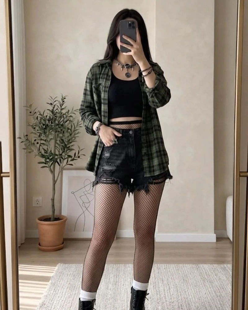 Flannel + Fishnets