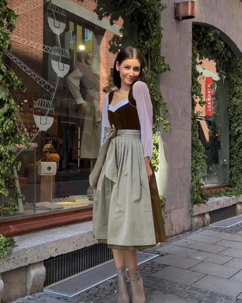 For a Mild Afternoon, Wear a Midi Dirndl With a Long-Sleeved Blouse