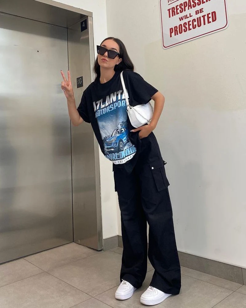 Graphic T-Shirt With Cargo Pants