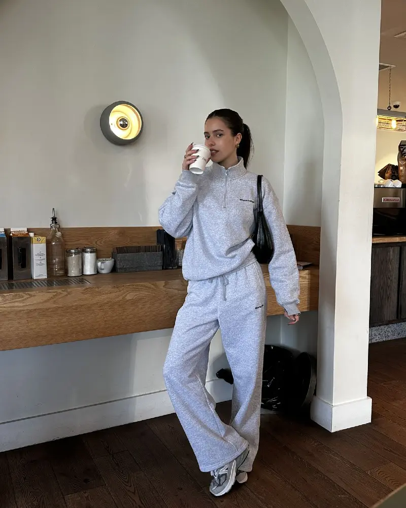 Gray Tracksuit With Metallic Shoes