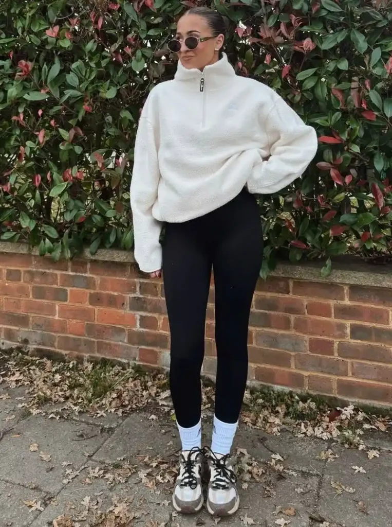 Half Zip Sweatshirt With Black Leggings