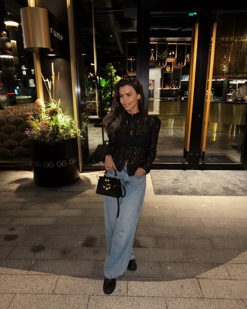 Lace Blouse + Light Denim