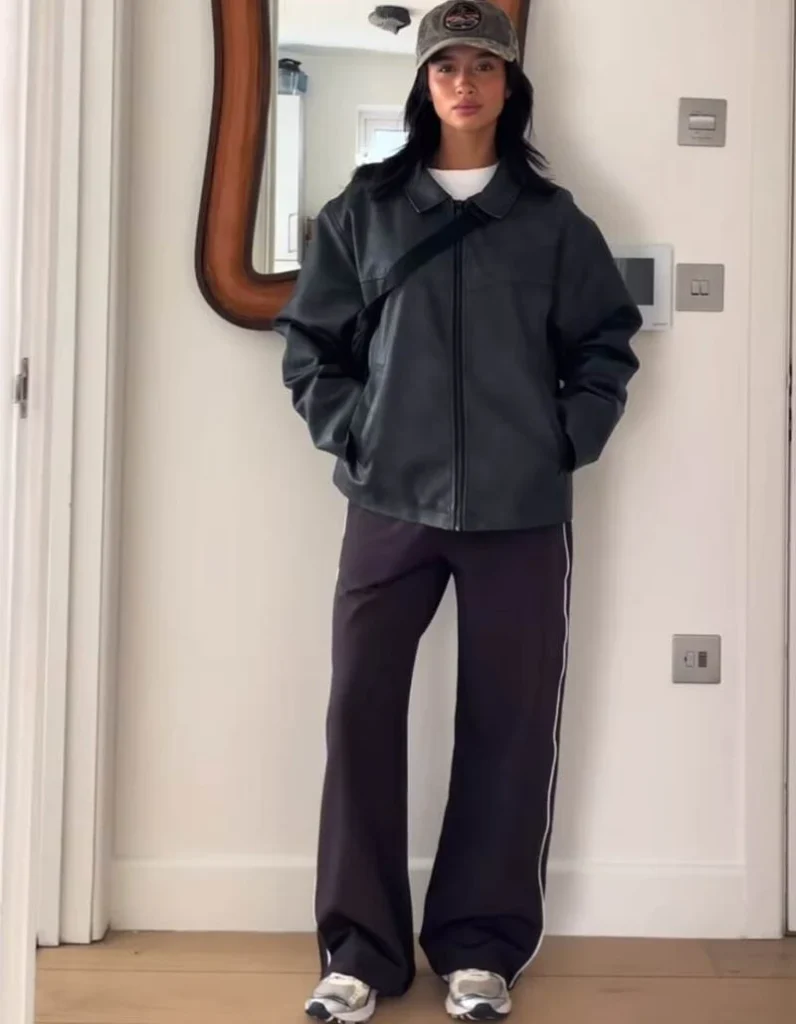 Leather Jacket With Track Pants