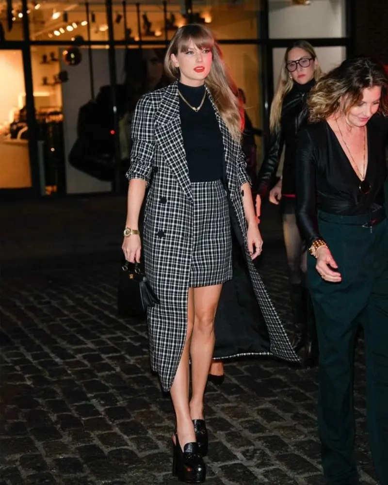 Monochrome Check Coat With Matching Shorts