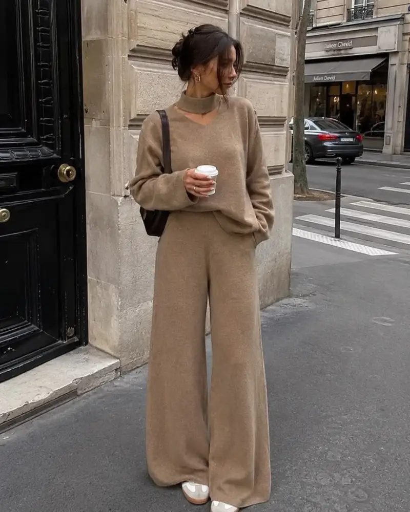 Monochrome Taupe Knit Set