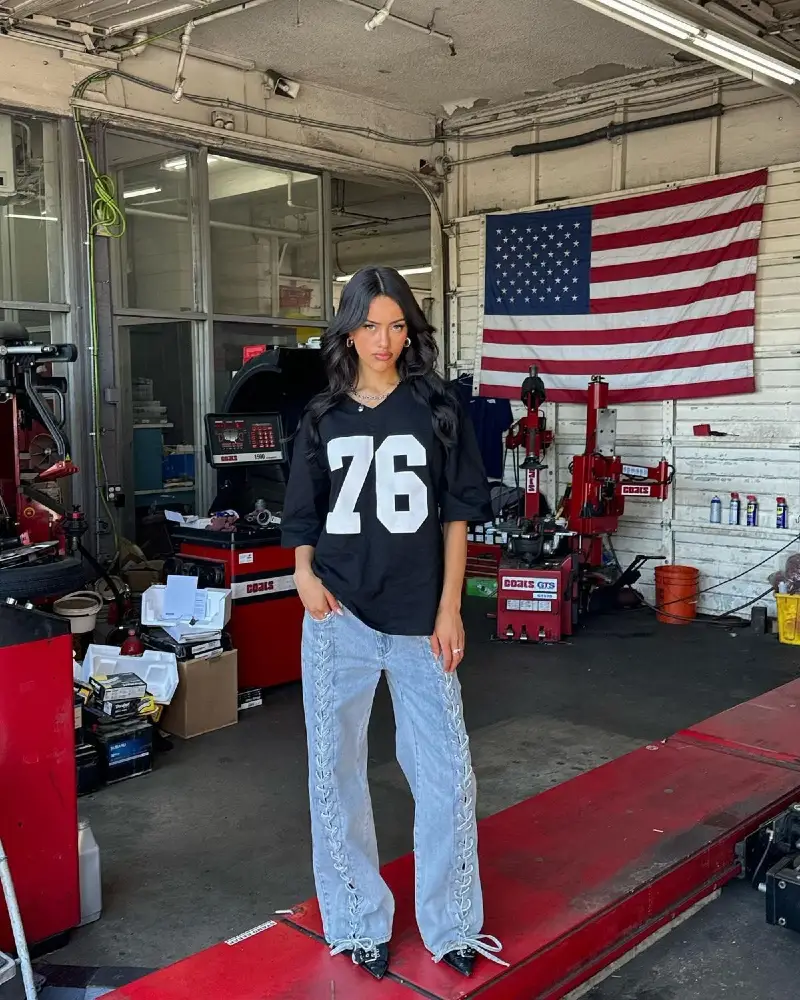  Numbered Sports Jersey With Relaxed Jeans