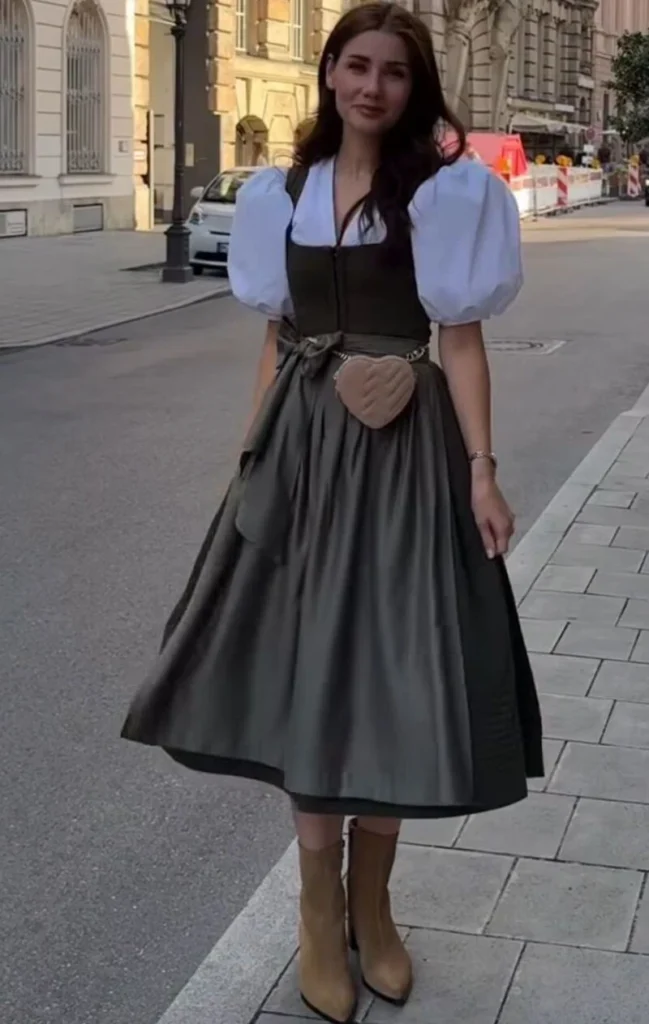 Olive Dirndl and Tall Boots