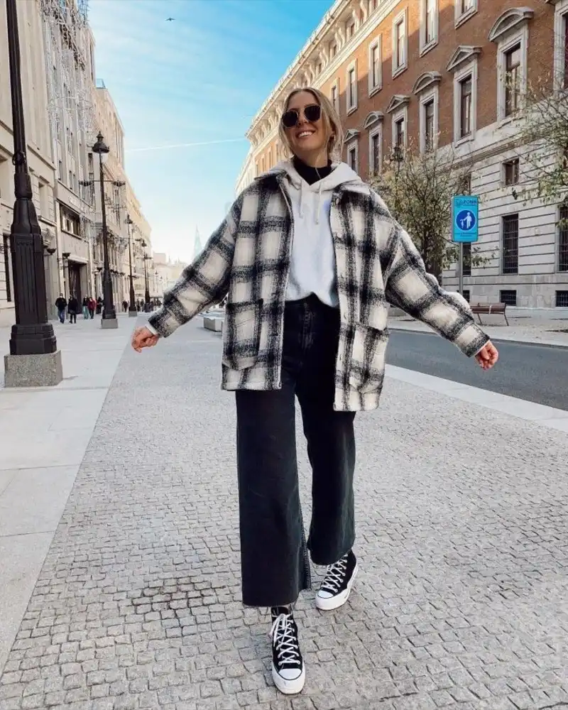 Oversized Flannel With a Fitted Hoodie