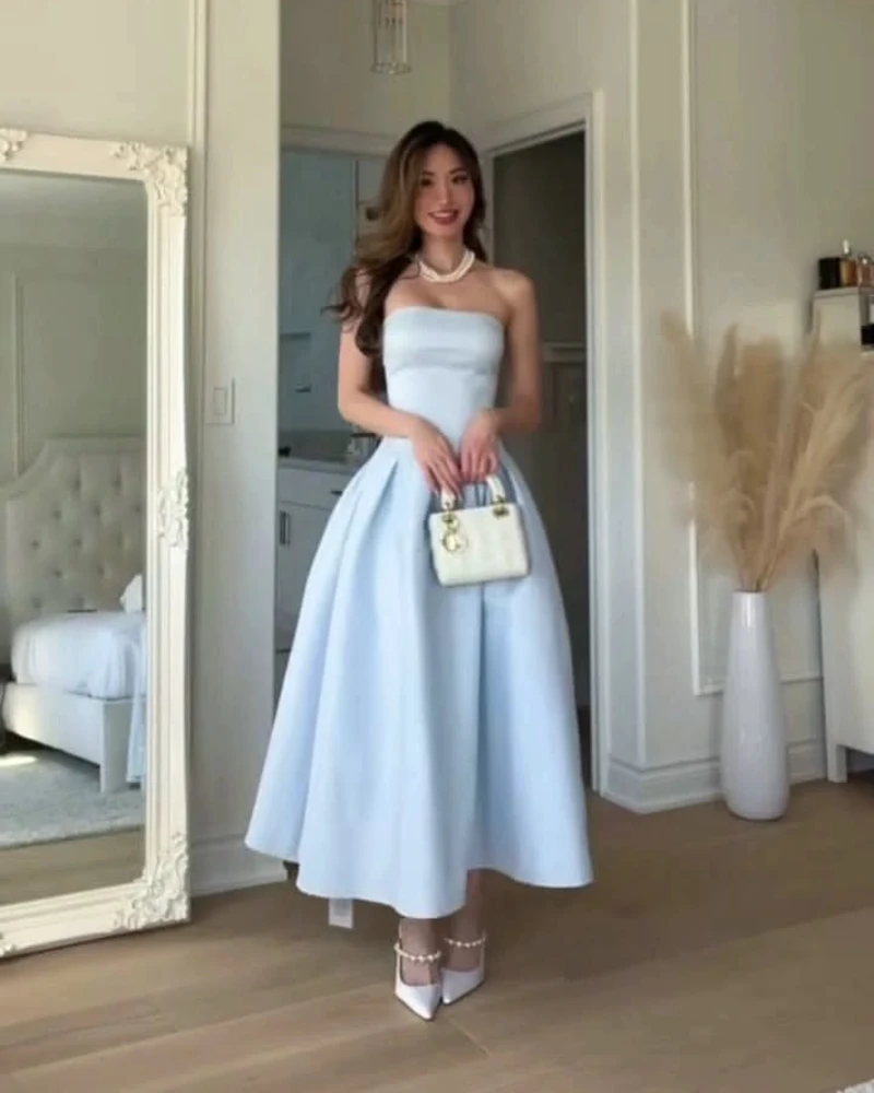 Pale-Blue Corset Midi for a Romantic Birthday Brunch