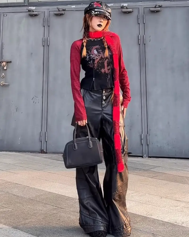 Red and Black Modern Grunge Outfit