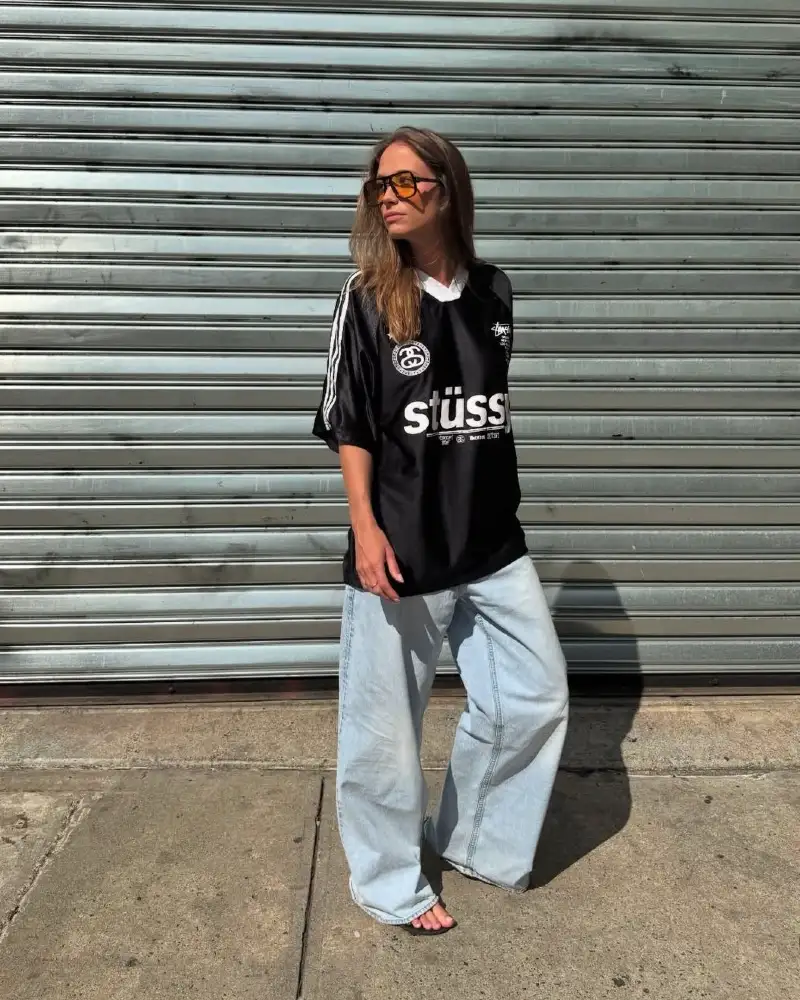 Sports Jersey With Wide-Leg Jeans