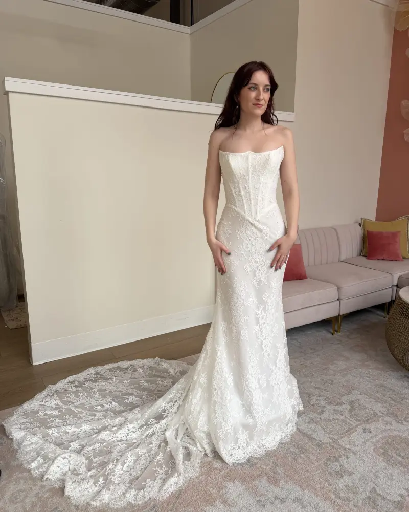 Strapless Lace Mermaid Gown With a Corset Bodice