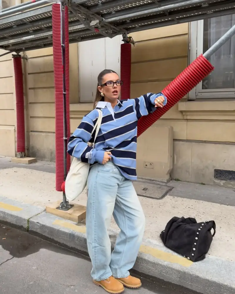 Striped Rugby Shirt With Baggy Jeans
