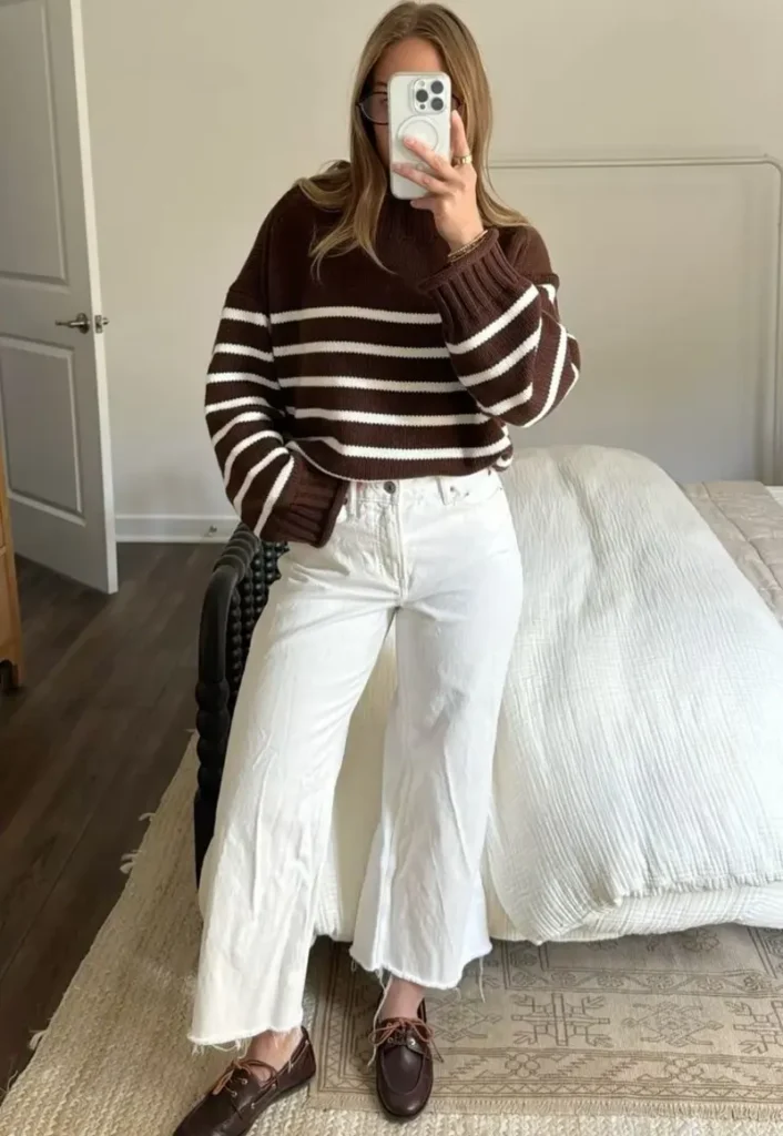 Striped Sweater With White Jeans