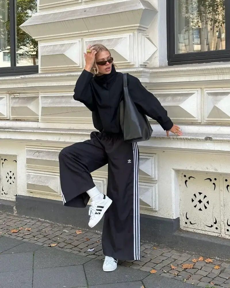 Track Trousers With a Minimal Black Top