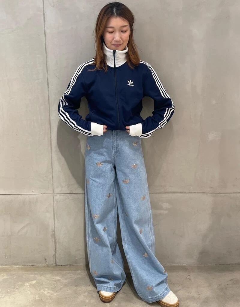 Why Does a Track Jacket Work So Well With Wide-Leg Jeans