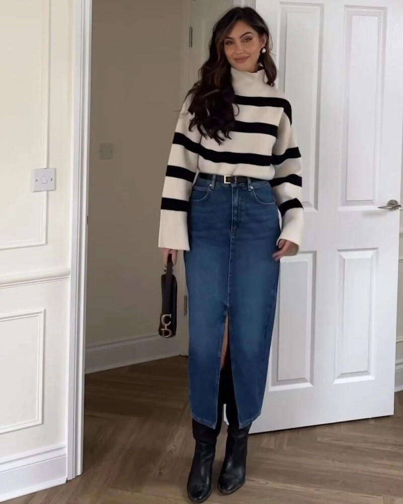 Bold Stripes With Denim