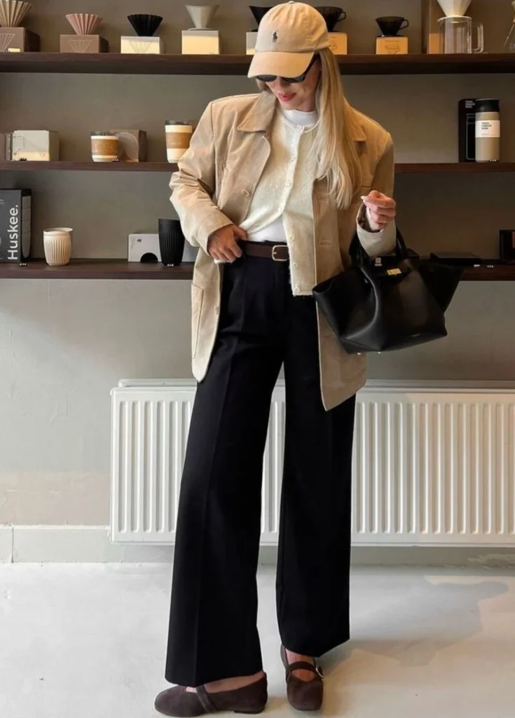  Cardigan Under a Longline Suede Jacket