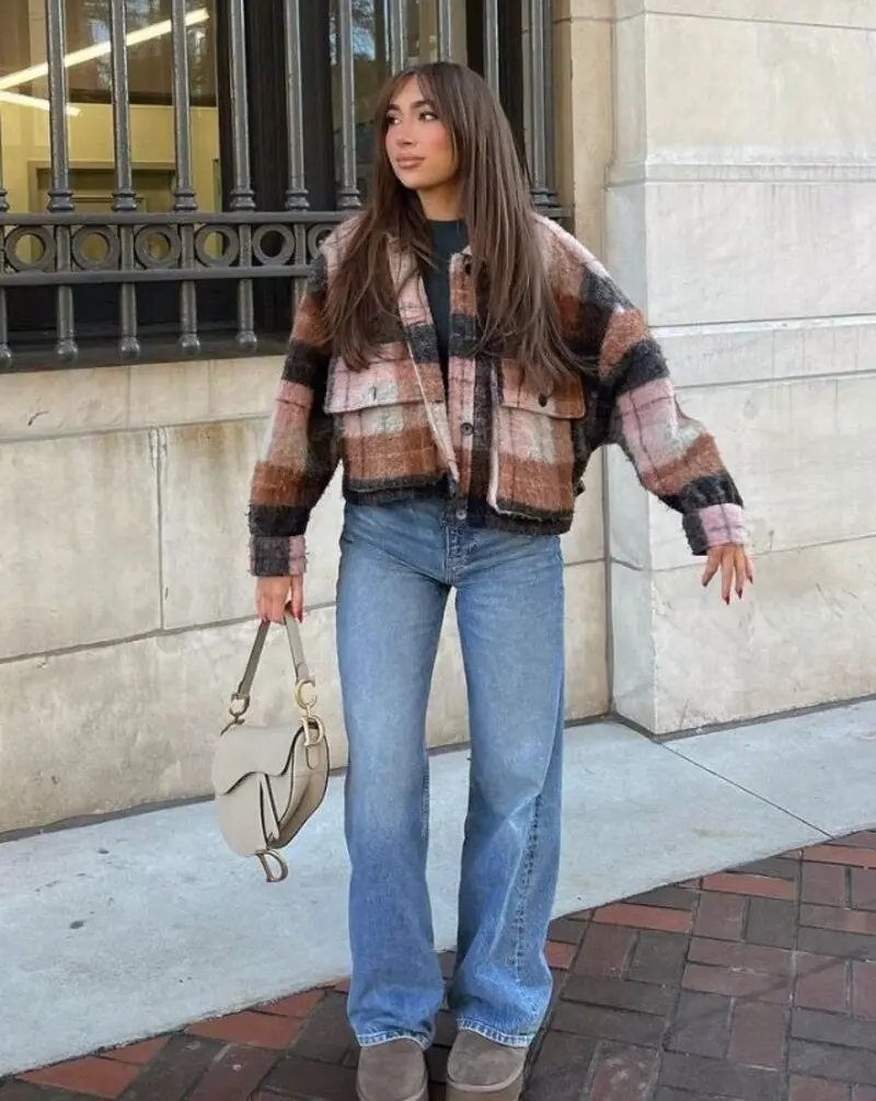 Checked Shacket and Jeans
