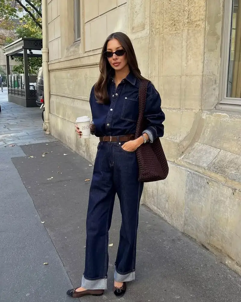 Dark Double Denim With Brown Accents