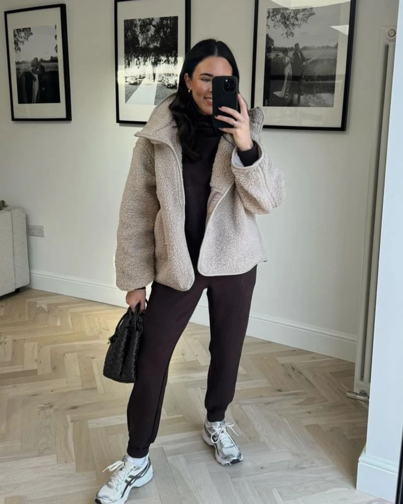 Fleece Jacket, Joggers, and Trainers