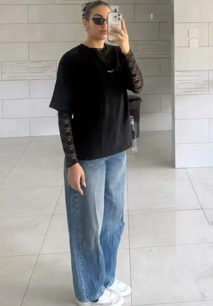 Lace Sleeves Under an Oversized Tee