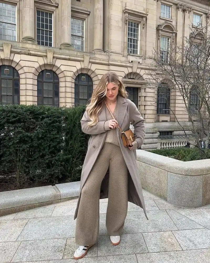 Matching Knit Set and Long Coat