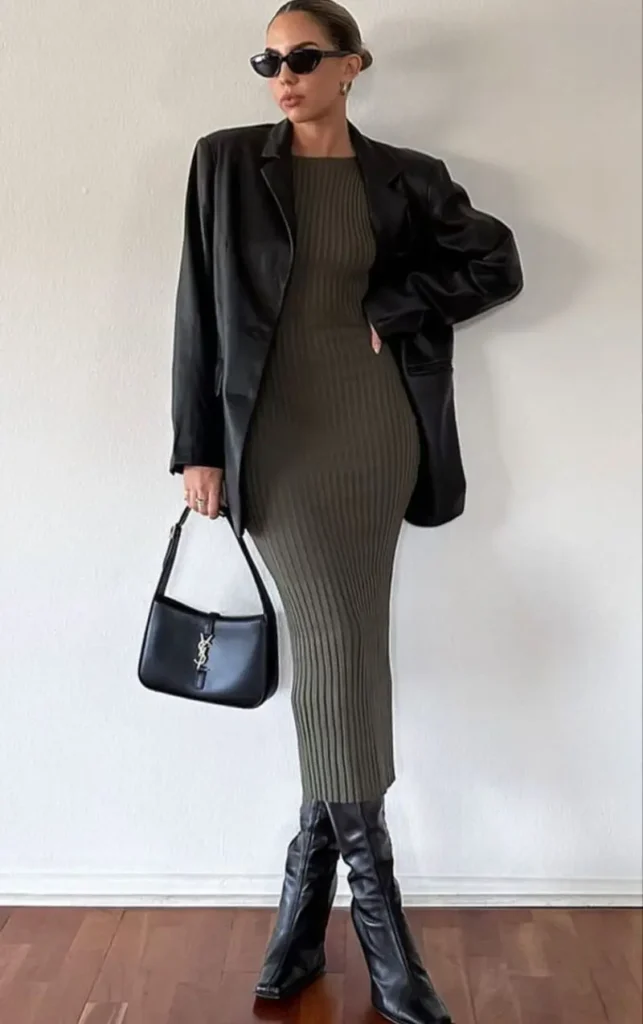 Oversized Blazer Over a Fitted Knit