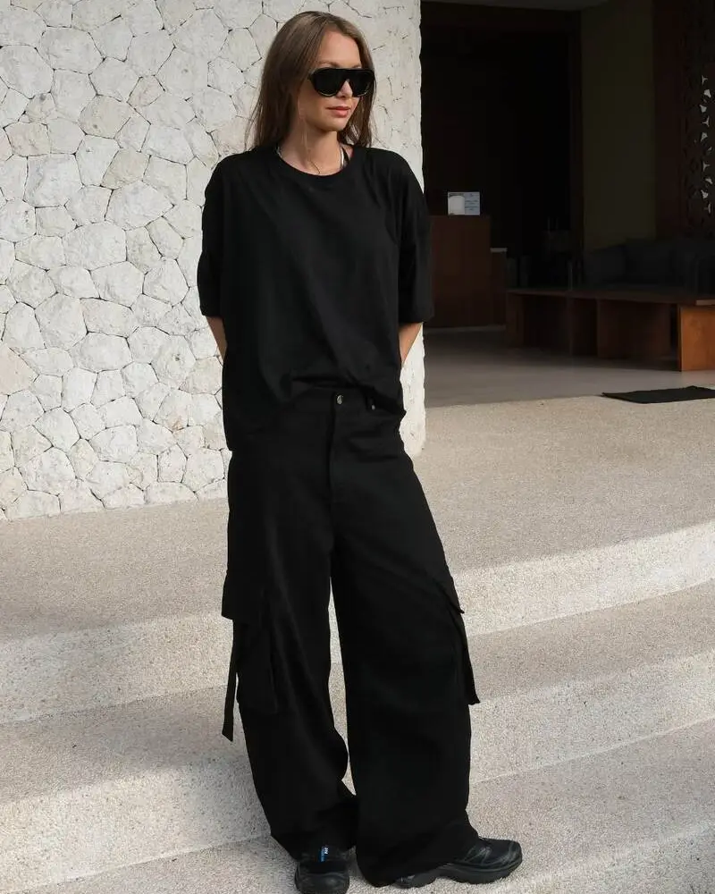  Oversized Tee and Black Cargo Pants