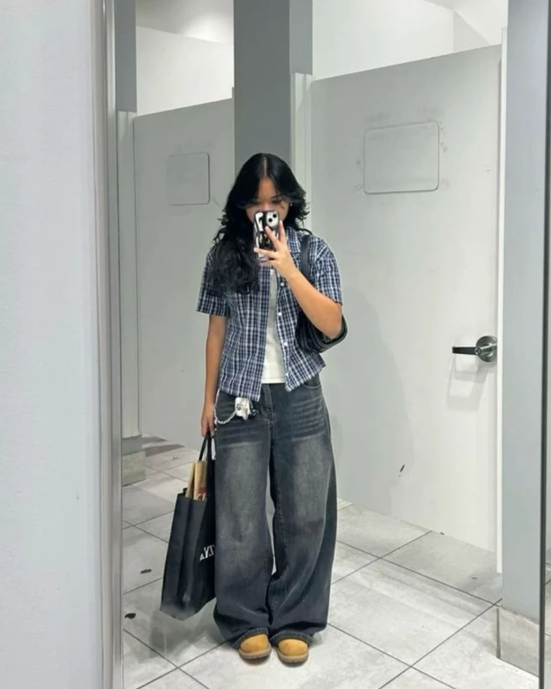 Plaid With Baggy Denim