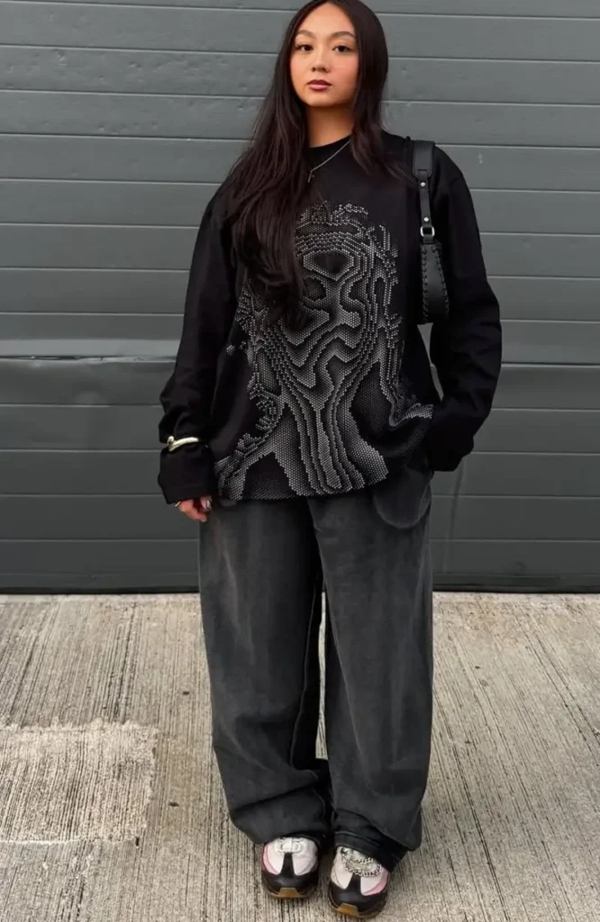 Printed Long Sleeve and Washed Pants